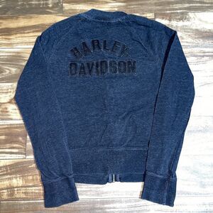 Harley Davidson Motorcycles Zip Up Hoodie Sweatshirt Gray Women’s Size Small